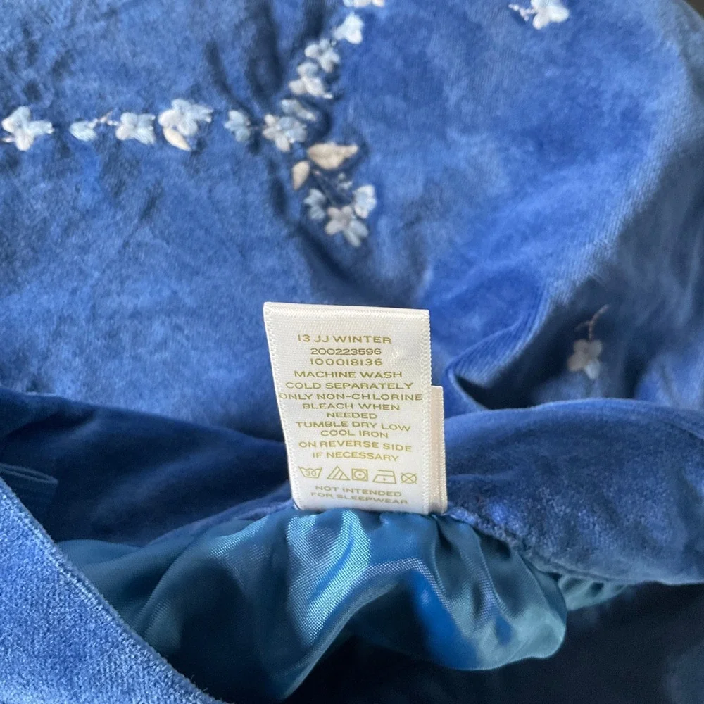 Janie and Jack Skirt Girls 4 Blue Cotton Velvet Floral Embroidered Classic